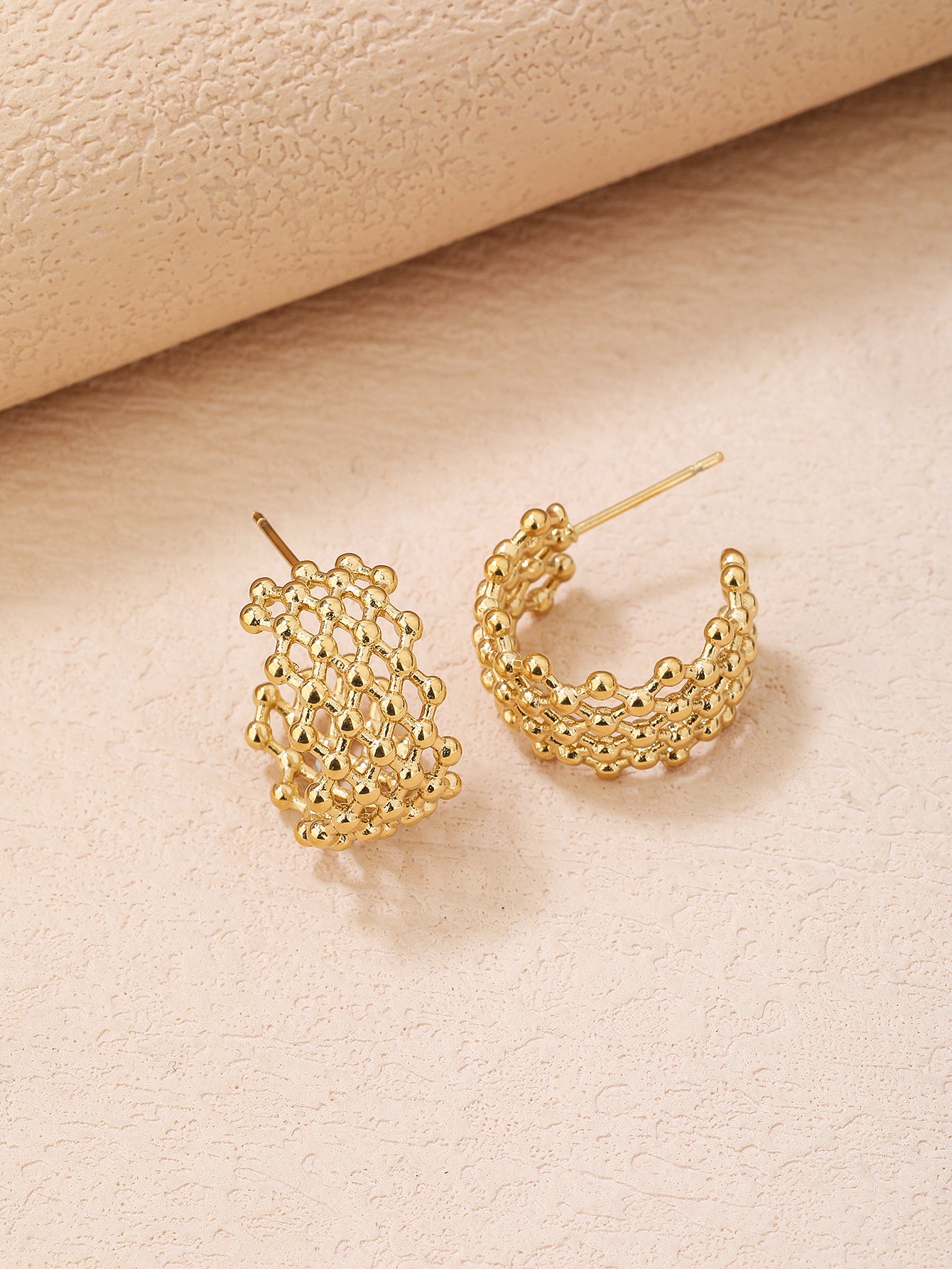 Stainless Steel Retro Irregular Grid Women's Earrings - YUZENG-jewelrystore.com