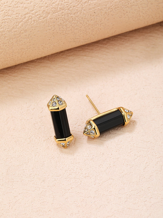 Stainless Steel Vintage Crystal Column Women's Earrings - YUZENG-jewelrystore.com