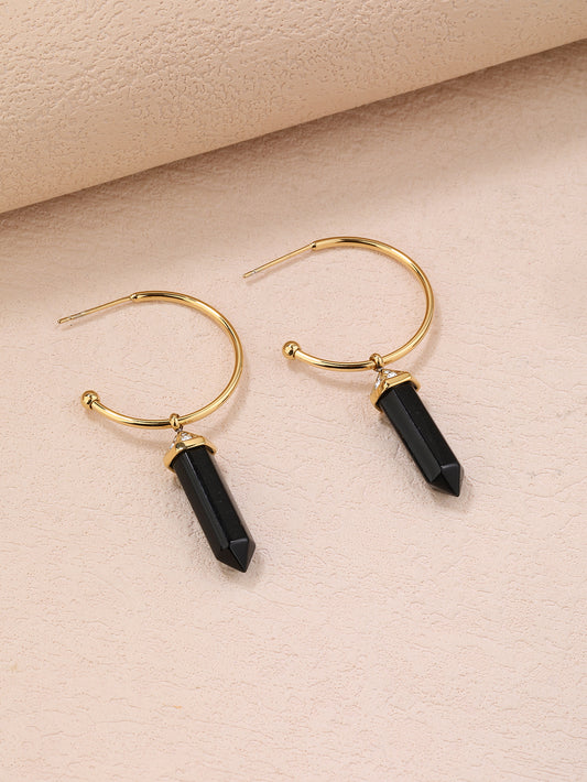 Stainless Steel Vintage Crystal Column Women's Earrings - YUZENG-jewelrystore.com