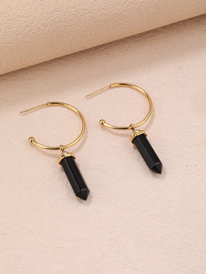 Stainless Steel Vintage Crystal Column Women's Earrings - YUZENG-jewelrystore.com