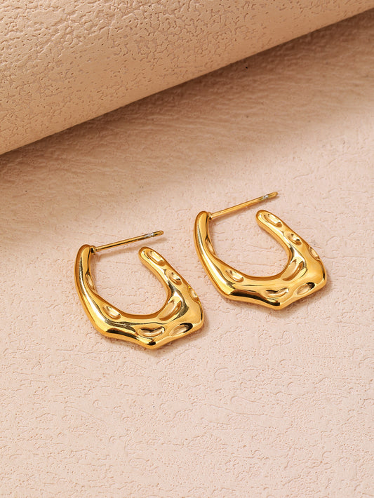 Stainless steel stylish glossy geometric texture earrings - YUZENG-jewelrystore.com
