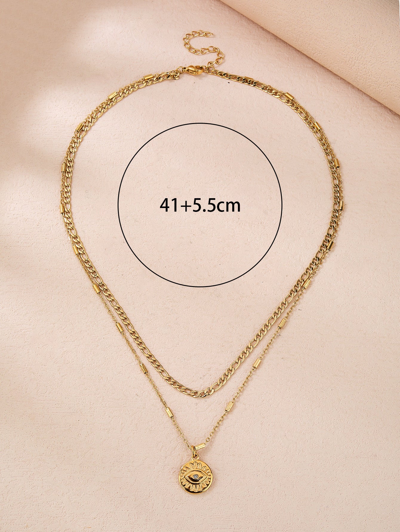 Stainless Steel Fashion Double Layer Glasses Pendant Necklace - YUZENG-jewelrystore.com