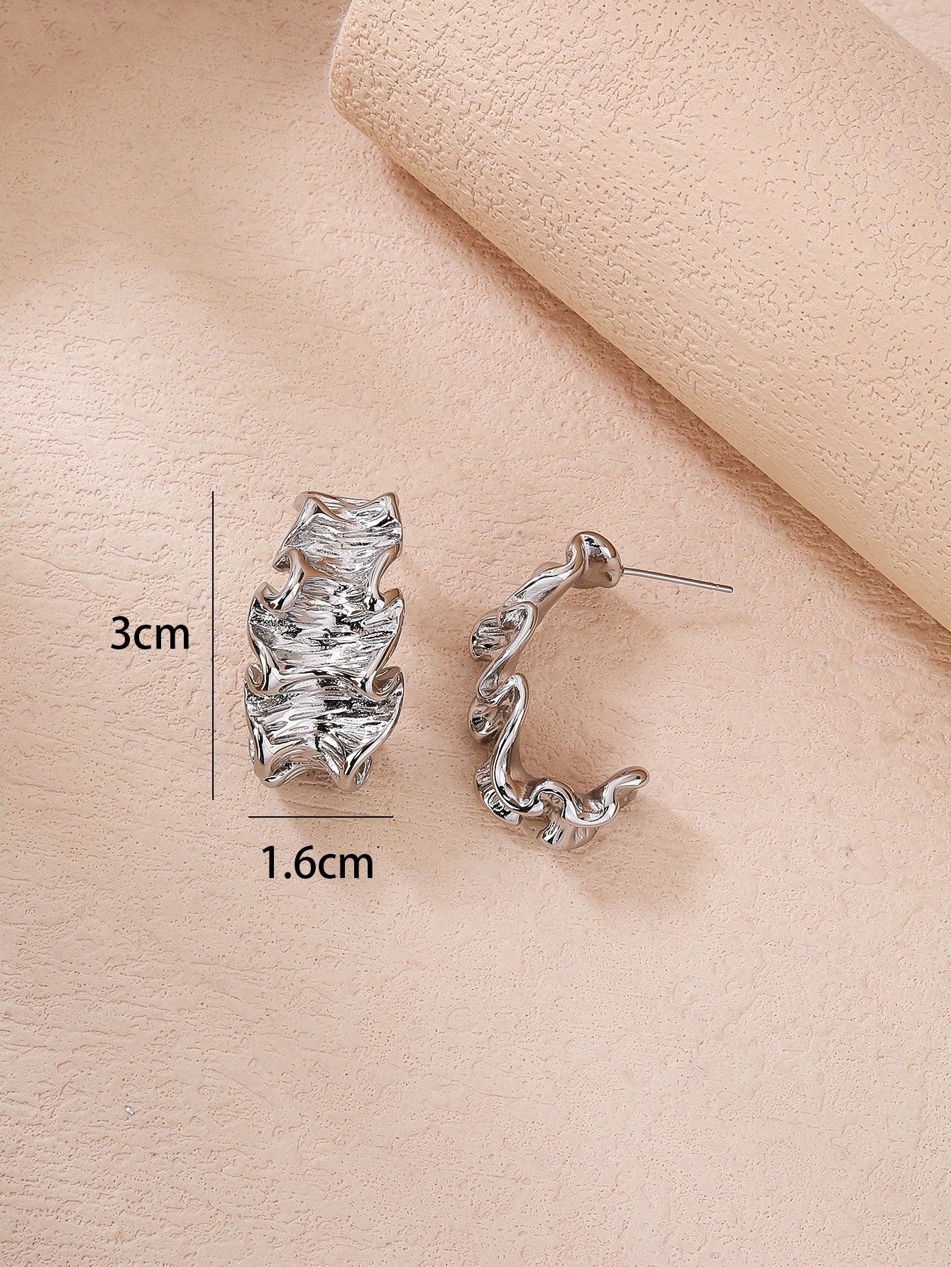 Stainless steel skin texture leaf wrinkle ladies earrings - YUZENG-jewelrystore.com