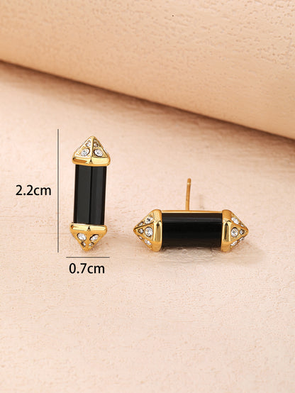 Stainless Steel Vintage Crystal Column Women's Earrings - YUZENG-jewelrystore.com