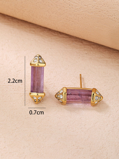 Stainless Steel Vintage Crystal Column Women's Earrings - YUZENG-jewelrystore.com