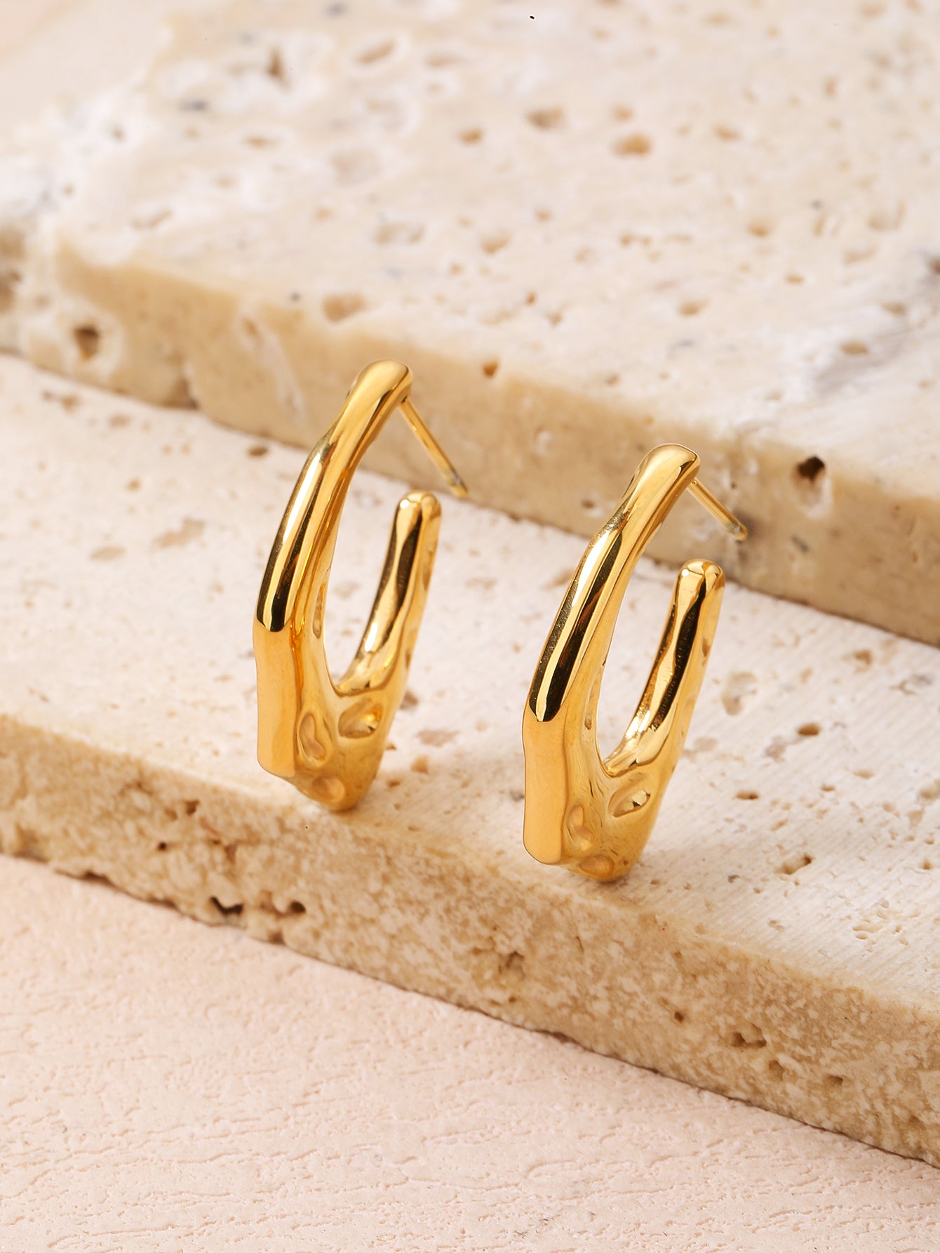 Stainless steel stylish glossy geometric texture earrings - YUZENG-jewelrystore.com