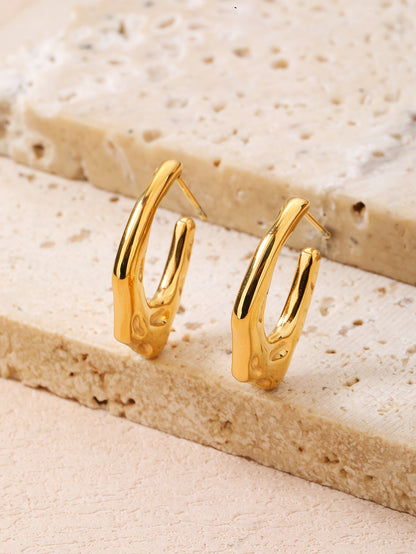 Stainless steel stylish glossy geometric texture earrings - YUZENG-jewelrystore.com