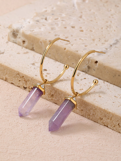 Stainless Steel Vintage Crystal Column Women's Earrings - YUZENG-jewelrystore.com