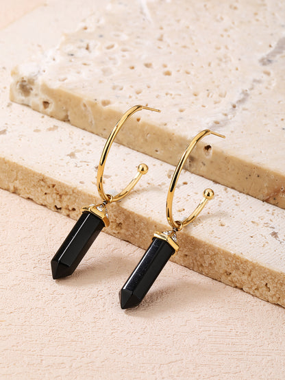 Stainless Steel Vintage Crystal Column Women's Earrings - YUZENG-jewelrystore.com