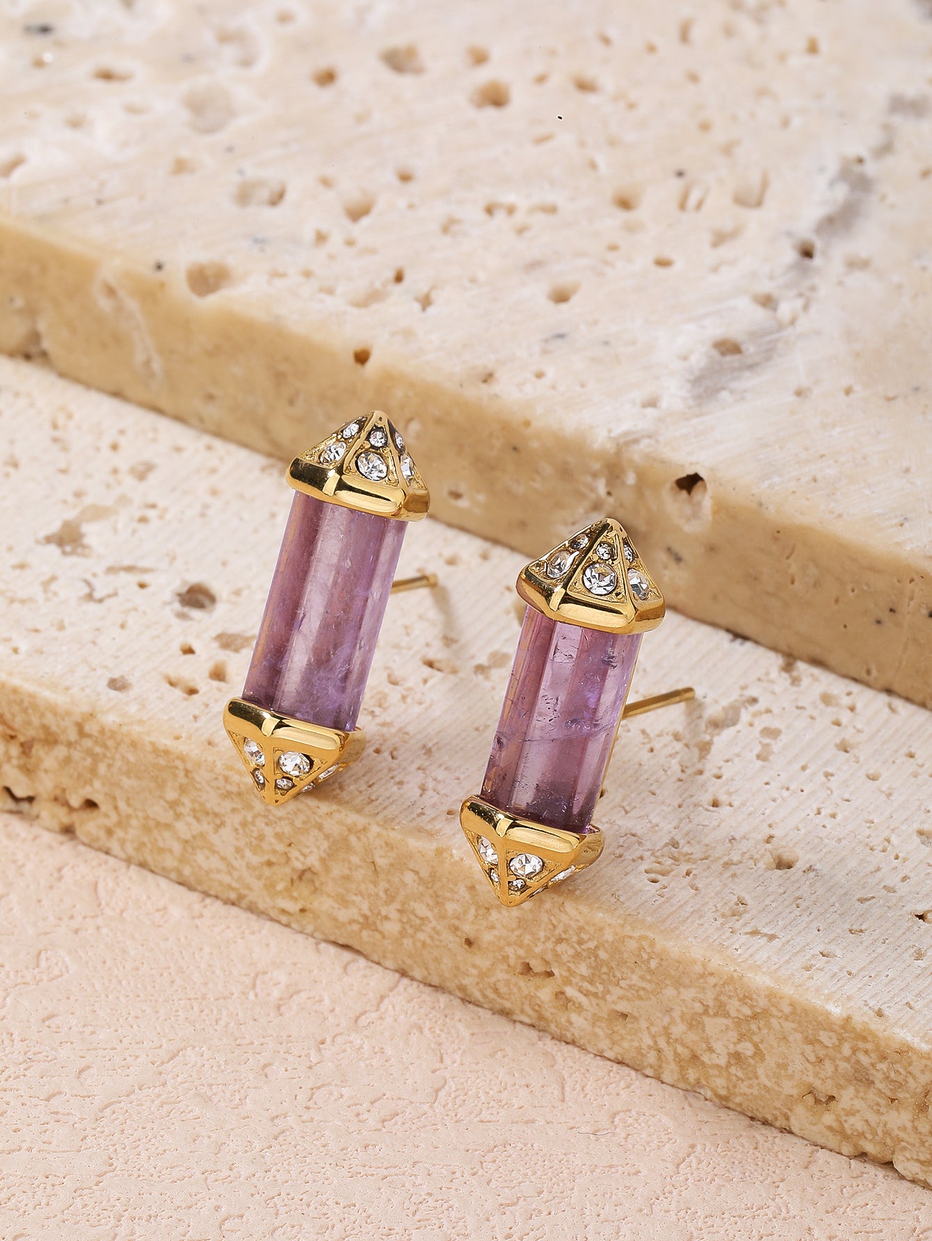 Stainless Steel Vintage Crystal Column Women's Earrings - YUZENG-jewelrystore.com