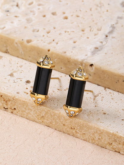 Stainless Steel Vintage Crystal Column Women's Earrings - YUZENG-jewelrystore.com