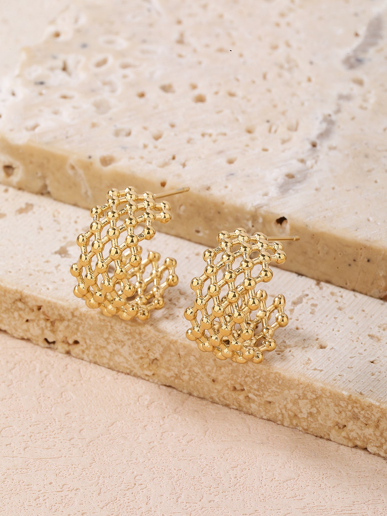 Stainless Steel Retro Irregular Grid Women's Earrings - YUZENG-jewelrystore.com