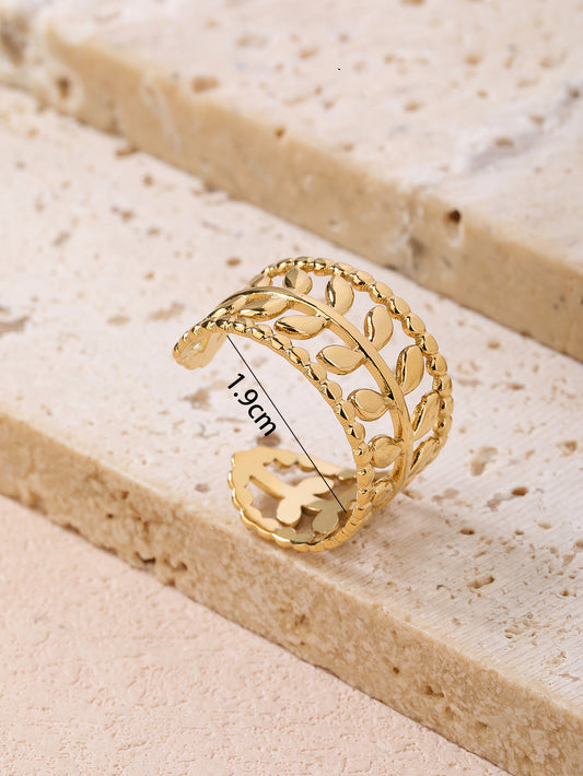 Fashion stainless steel 18k vintage open ring - YUZENG-jewelrystore.com
