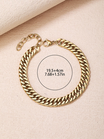Fashion stainless steel basic daily matching Cuban bracelet - YUZENG-jewelrystore.com