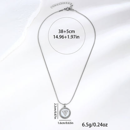 Personalized Gold Necklace for Women - Non-Tarnish Stainless Steel Initial Pendant Necklace Mother-of-Pearl and Zirconia Inlay - Custom Name Jewelry for Her - YUZENG-jewelrystore.com