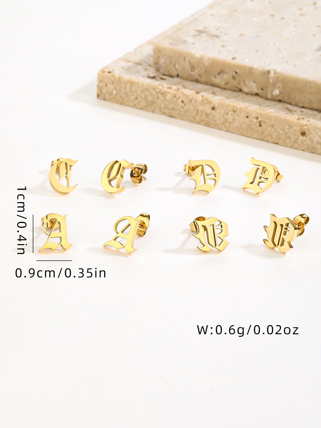 Gothic Initial Stud Earrings - Personalized Name Earrings in Gold for Women - Non-Tarnish Custom Gift - YUZENG-jewelrystore.com