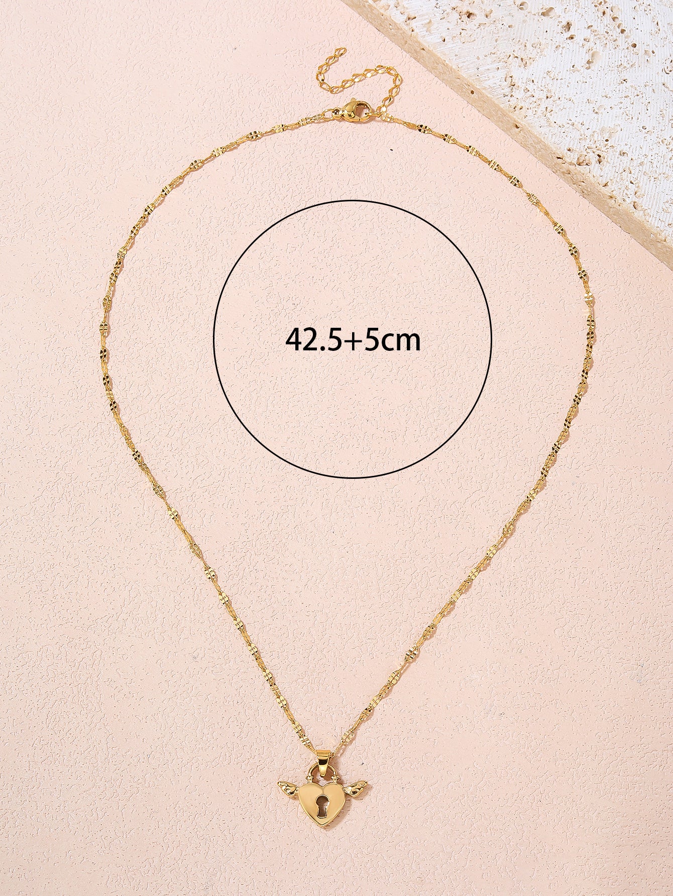 Stainless Steel Pendant Necklace for Women - Fashionable, Versatile, and Cute Heart Wing Lock Design with 18K Gold Plating - Perfect for Everyday Style! - YUZENG-jewelrystore.com