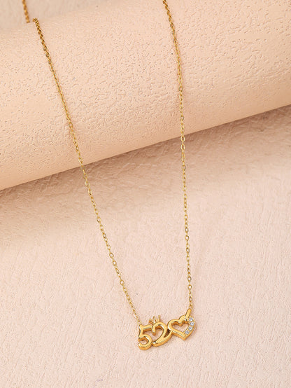 Fashionable stainless steel 18k gold plated lady love pendant chain necklace - YUZENG-jewelrystore.com