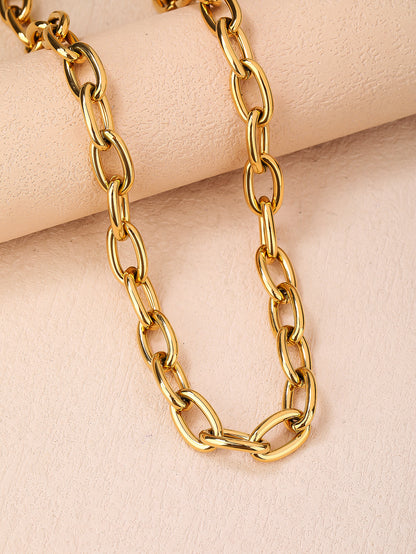 Stainless steel 18k gold plated ladies fashion thick chain choker chain necklace - YUZENG-jewelrystore.com