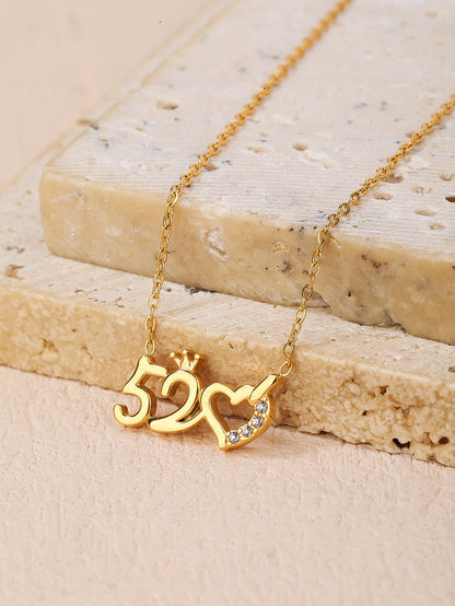 Fashionable stainless steel 18k gold plated lady love pendant chain necklace - YUZENG-jewelrystore.com