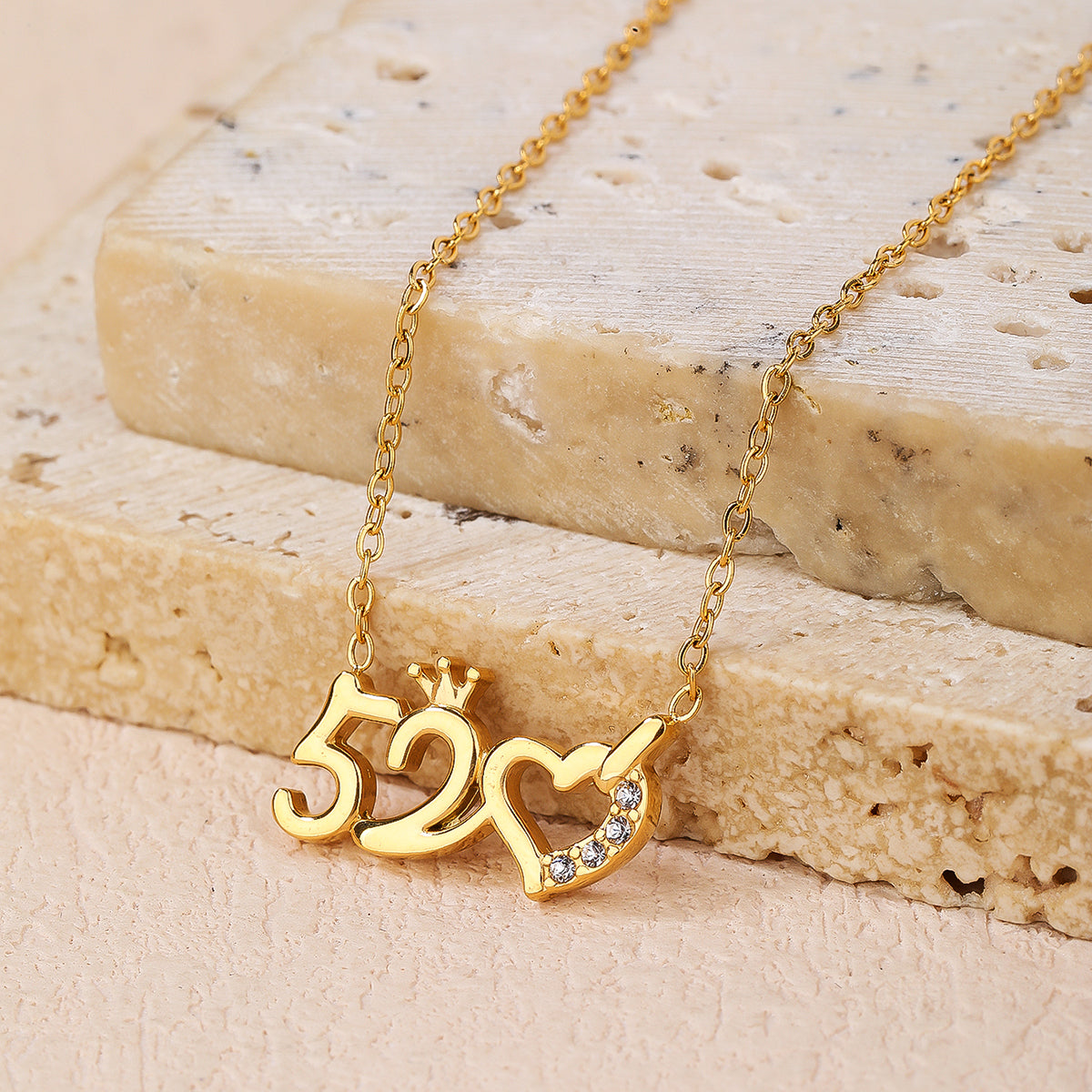Fashionable stainless steel 18k gold plated lady love pendant chain necklace - YUZENG-jewelrystore.com