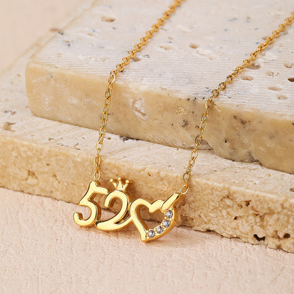 Fashionable stainless steel 18k gold plated lady love pendant chain necklace - YUZENG-jewelrystore.com