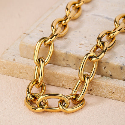 Stainless steel 18k gold plated ladies fashion thick chain choker chain necklace - YUZENG-jewelrystore.com