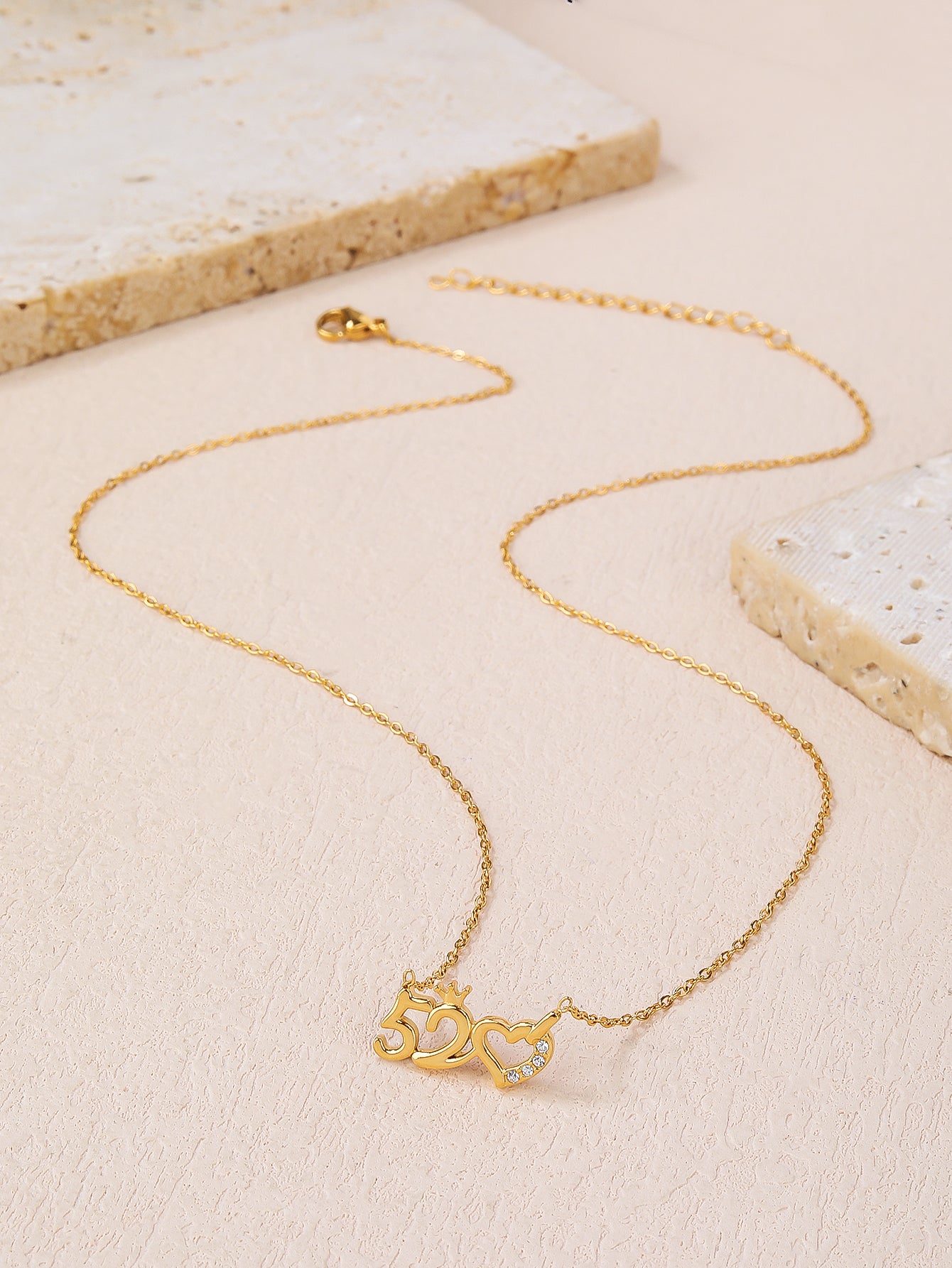 Fashionable stainless steel 18k gold plated lady love pendant chain necklace - YUZENG-jewelrystore.com