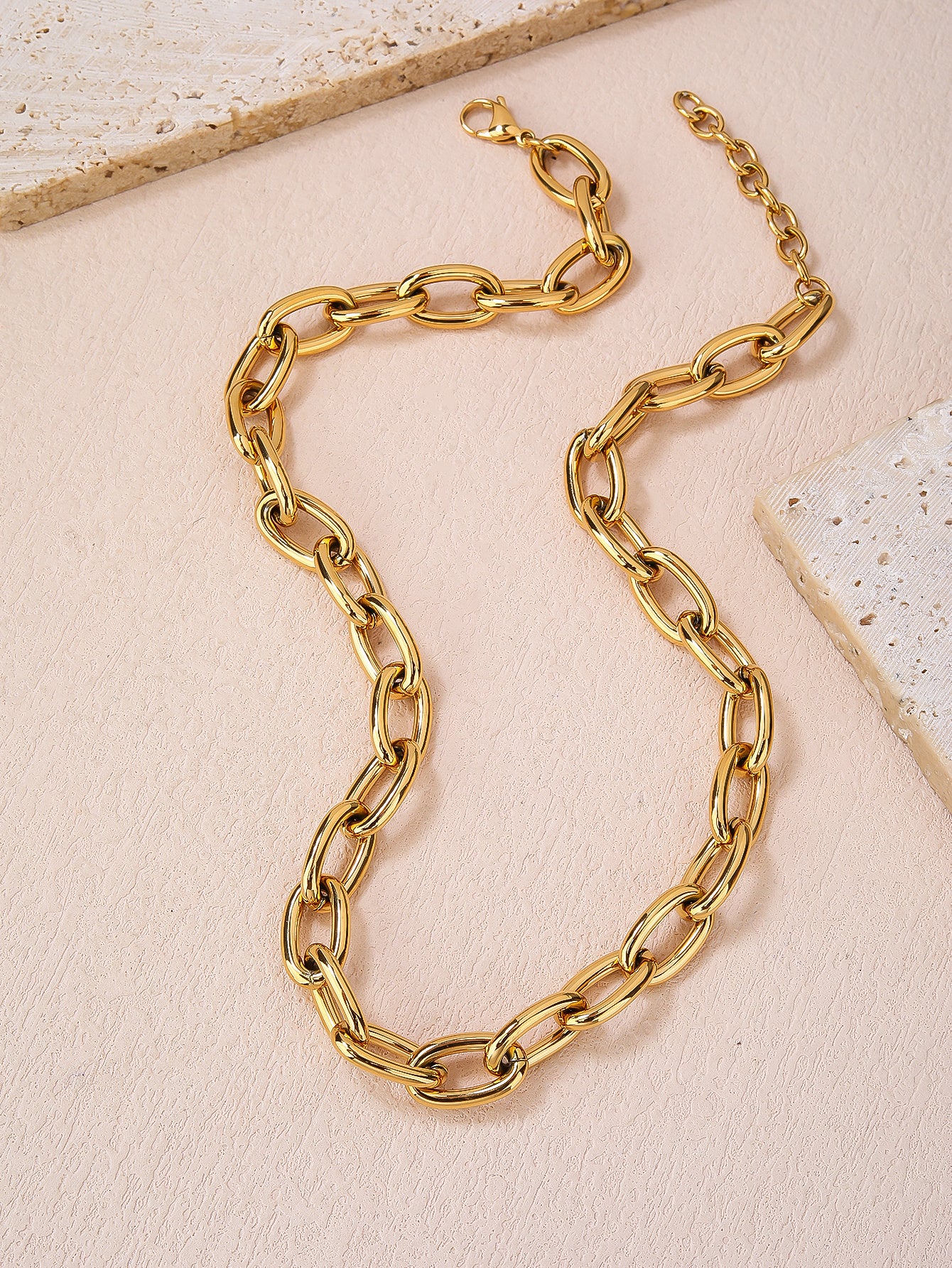 Stainless steel 18k gold plated ladies fashion thick chain choker chain necklace - YUZENG-jewelrystore.com