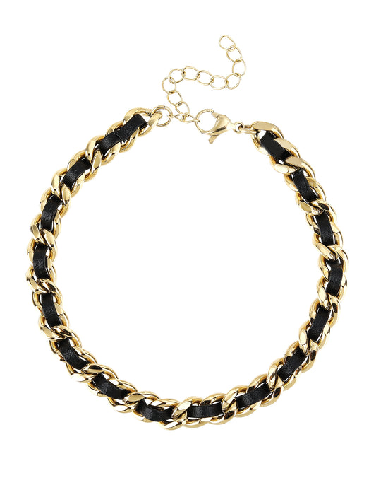 316L Stainless Steel 18k Gold Leather Wrap Fashion Anklet - YUZENG-jewelrystore.com