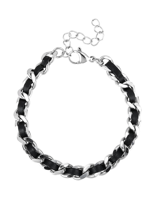 Stainless Steel Fashion Punk Leather Wrap Personalized Bracelet - YUZENG-jewelrystore.com