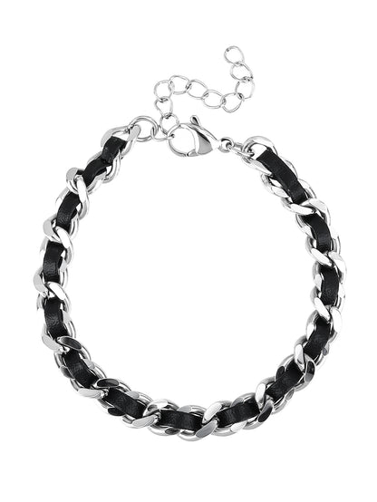 Stainless Steel Fashion Punk Leather Wrap Personalized Bracelet - YUZENG-jewelrystore.com