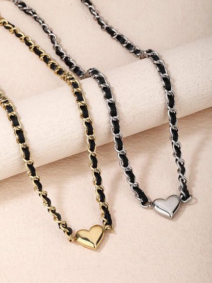 Stainless Steel Punk Heart Pendant Necklace Choker - YUZENG-jewelrystore.com