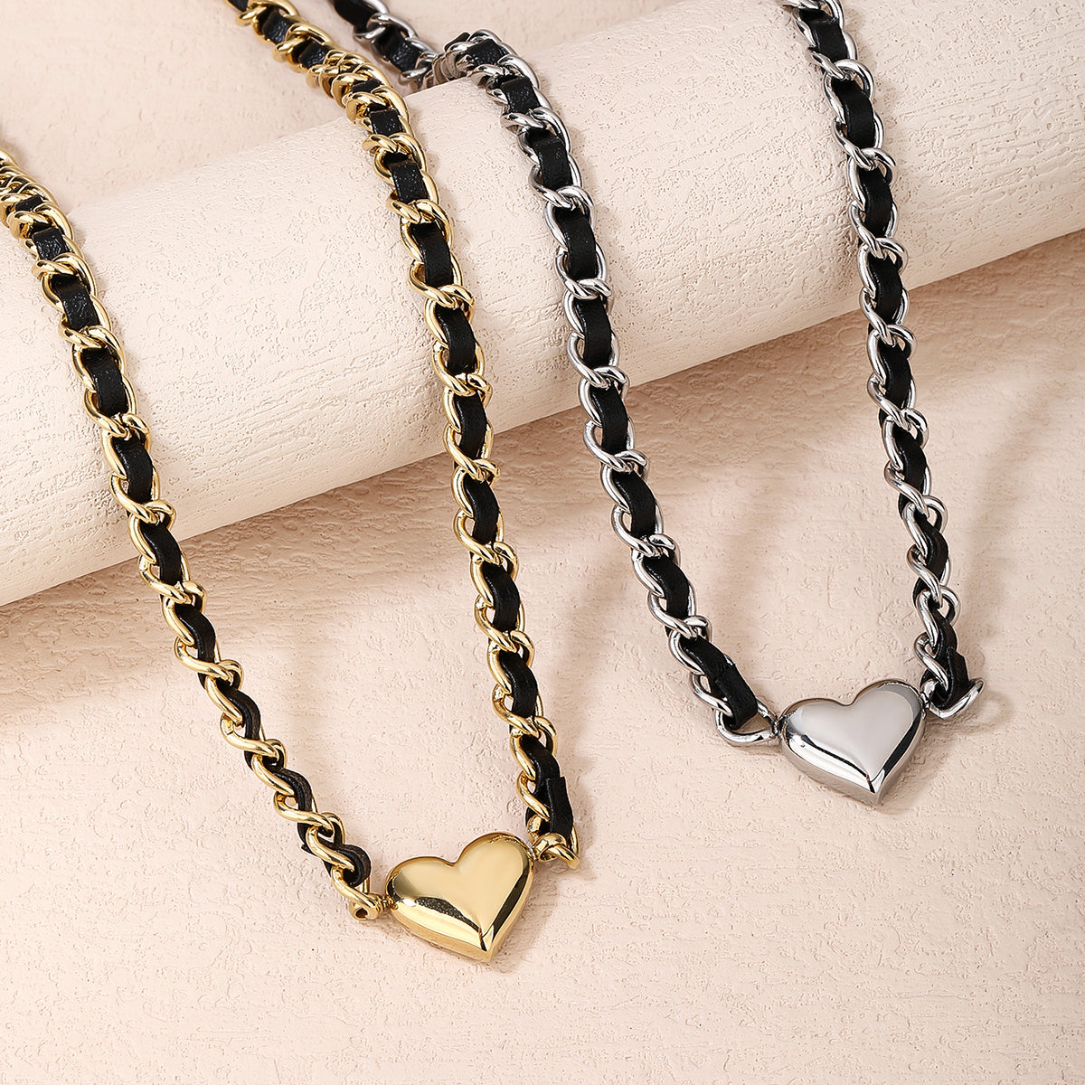 Stainless Steel Punk Heart Pendant Necklace Choker - YUZENG-jewelrystore.com