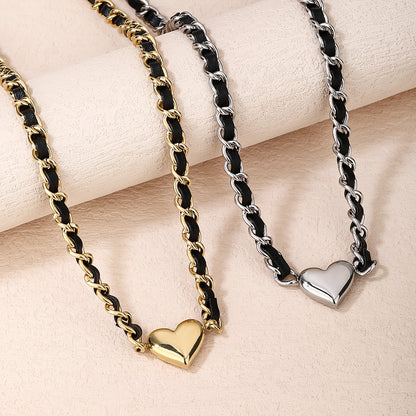 Stainless Steel Punk Heart Pendant Necklace Choker - YUZENG-jewelrystore.com