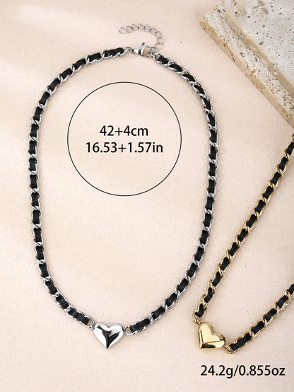 Stainless Steel Punk Heart Pendant Necklace Choker - YUZENG-jewelrystore.com