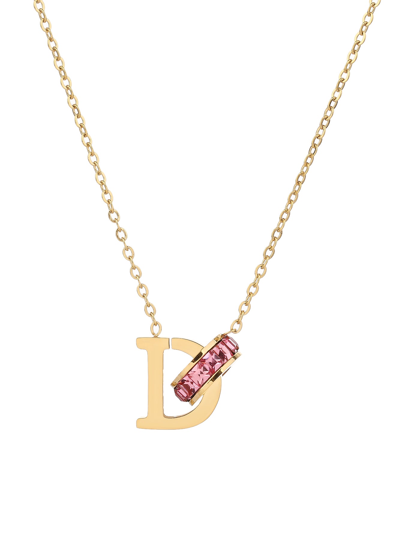 Stylish Stainless Steel 18K Gold Plated Letter D Necklace, Uniquely Charming - YUZENG-jewelrystore.com