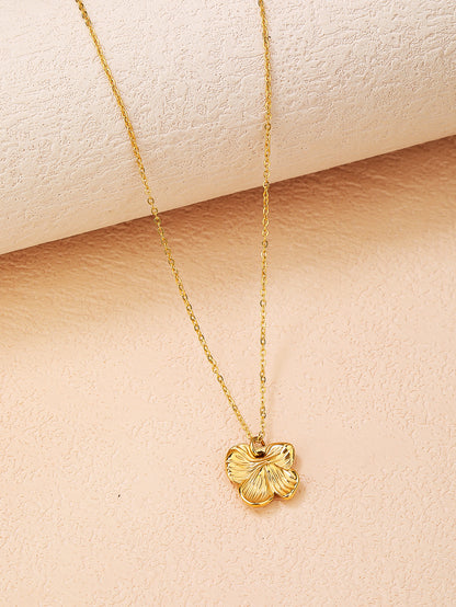 Stainless Steel Plum Blossom Necklace - Minimalist Design, Elegant Style - YUZENG-jewelrystore.com
