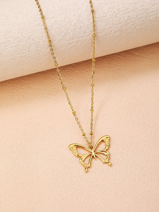 Fashion Stainless Steel 18k Butterfly Pendant Necklace for Women - YUZENG-jewelrystore.com