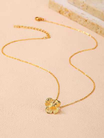Stainless Steel Plum Blossom Necklace - Minimalist Design, Elegant Style - YUZENG-jewelrystore.com