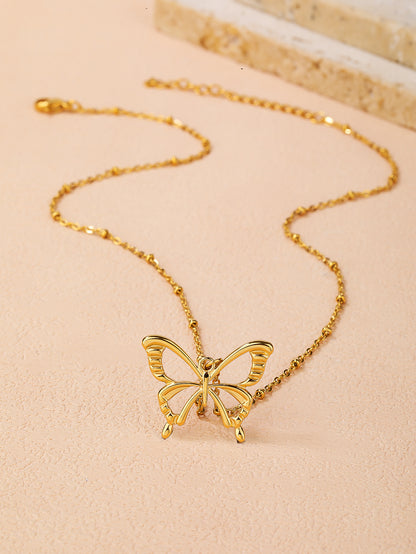 Fashion Stainless Steel 18k Butterfly Pendant Necklace for Women - YUZENG-jewelrystore.com