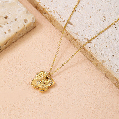 Stainless Steel Plum Blossom Necklace - Minimalist Design, Elegant Style - YUZENG-jewelrystore.com