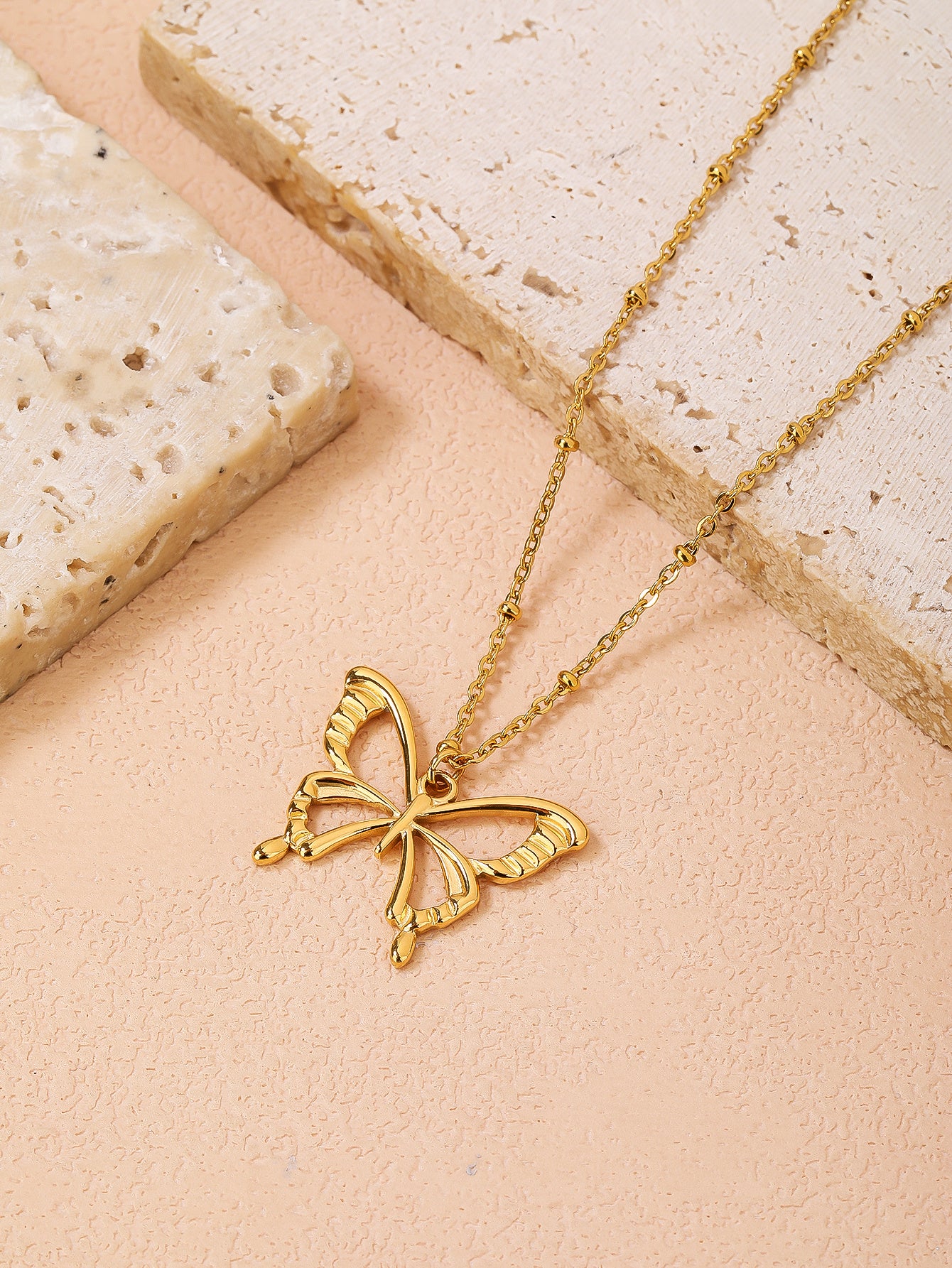 Fashion Stainless Steel 18k Butterfly Pendant Necklace for Women - YUZENG-jewelrystore.com