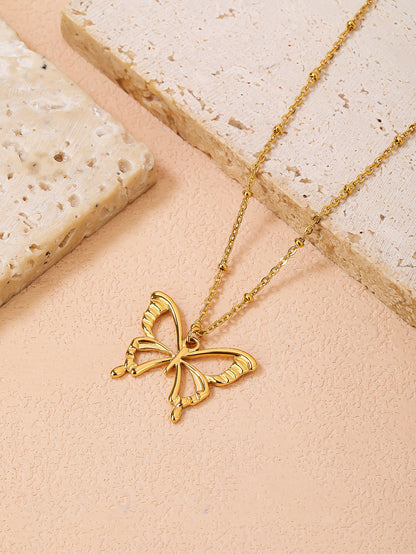 Fashion Stainless Steel 18k Butterfly Pendant Necklace for Women - YUZENG-jewelrystore.com