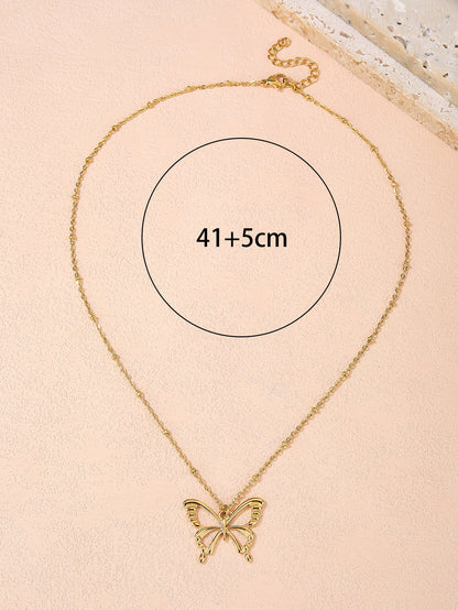 Fashion Stainless Steel 18k Butterfly Pendant Necklace for Women - YUZENG-jewelrystore.com