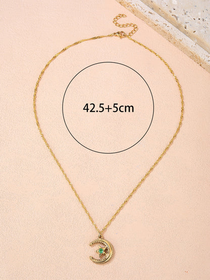 Fashion stainless steel 18k star and moon pendant necklace for women - YUZENG-jewelrystore.com