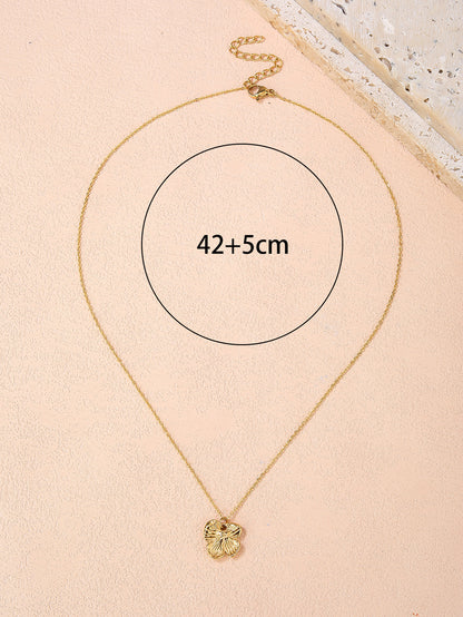 Stainless Steel Plum Blossom Necklace - Minimalist Design, Elegant Style - YUZENG-jewelrystore.com