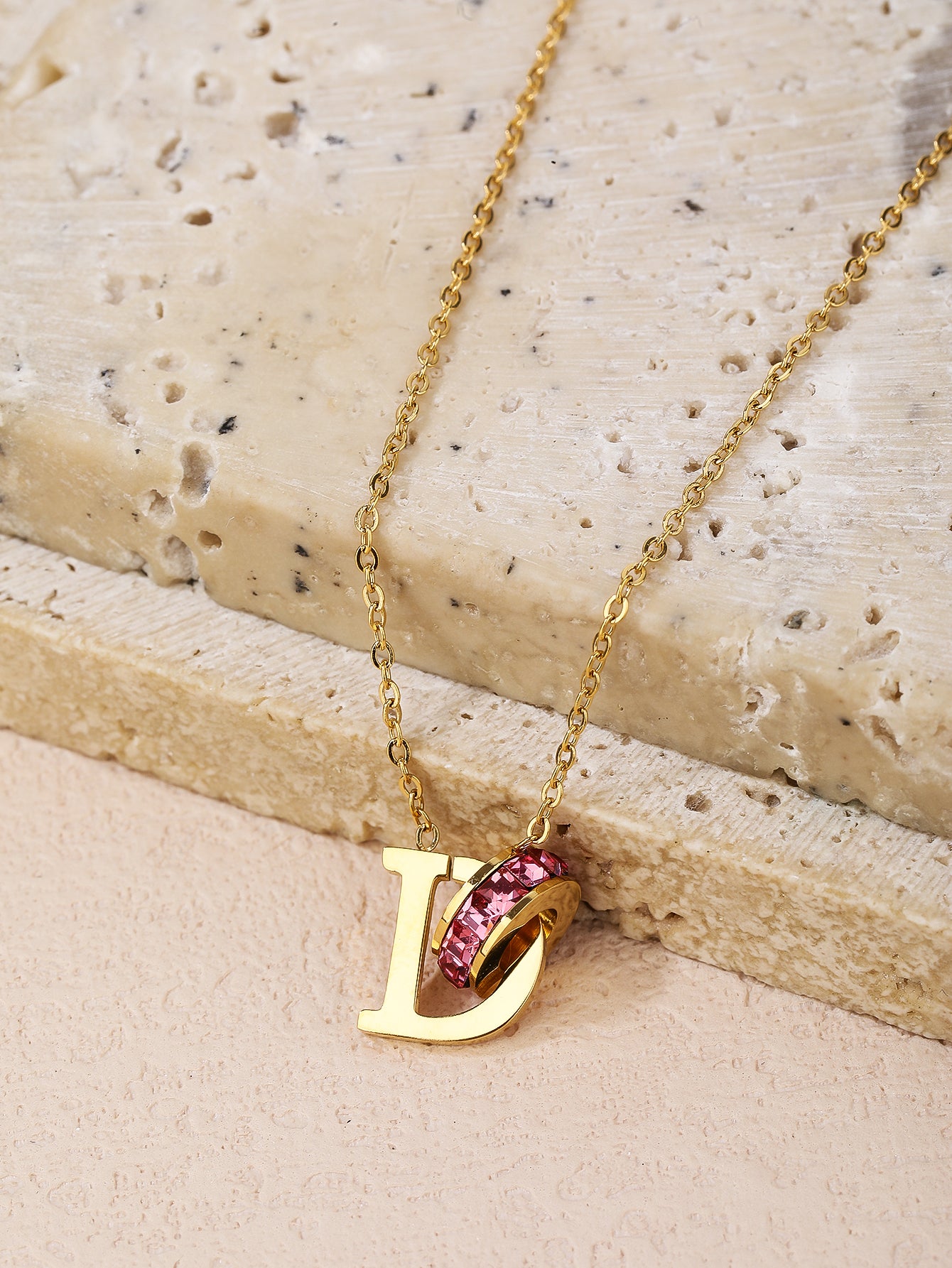 Stylish Stainless Steel 18K Gold Plated Letter D Necklace, Uniquely Charming - YUZENG-jewelrystore.com