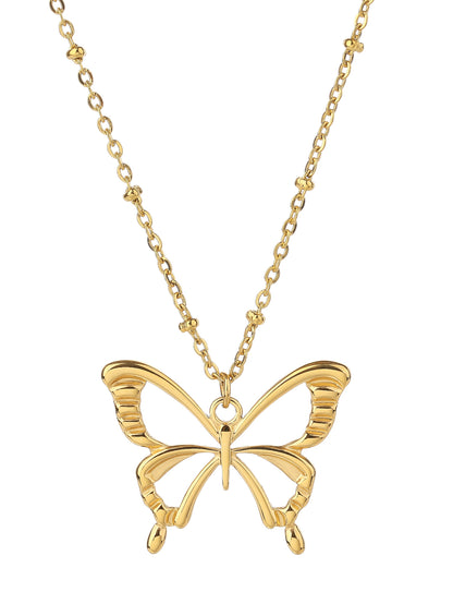Fashion Stainless Steel 18k Butterfly Pendant Necklace for Women - YUZENG-jewelrystore.com
