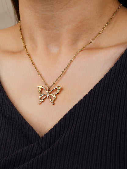 Fashion Stainless Steel 18k Butterfly Pendant Necklace for Women - YUZENG-jewelrystore.com